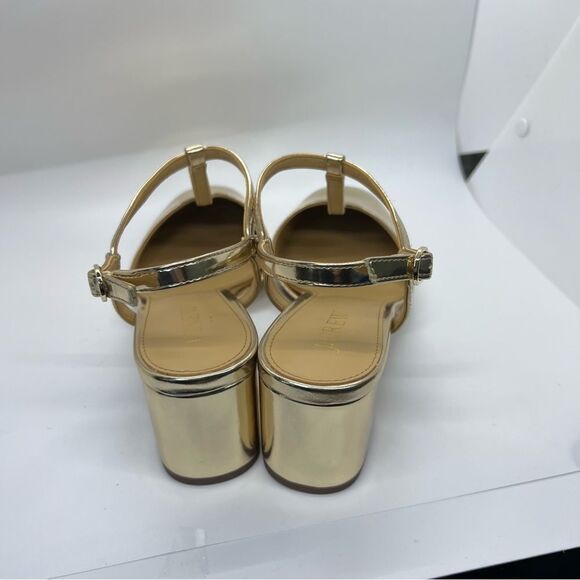 NIB J Crew Ankle T- Strap Heel Gold NEW size 8 - Picture 4 of 13